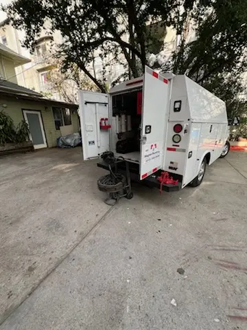 Magnet Plumbing service vehicle on-site for Water Heater Repair in Venetian Village